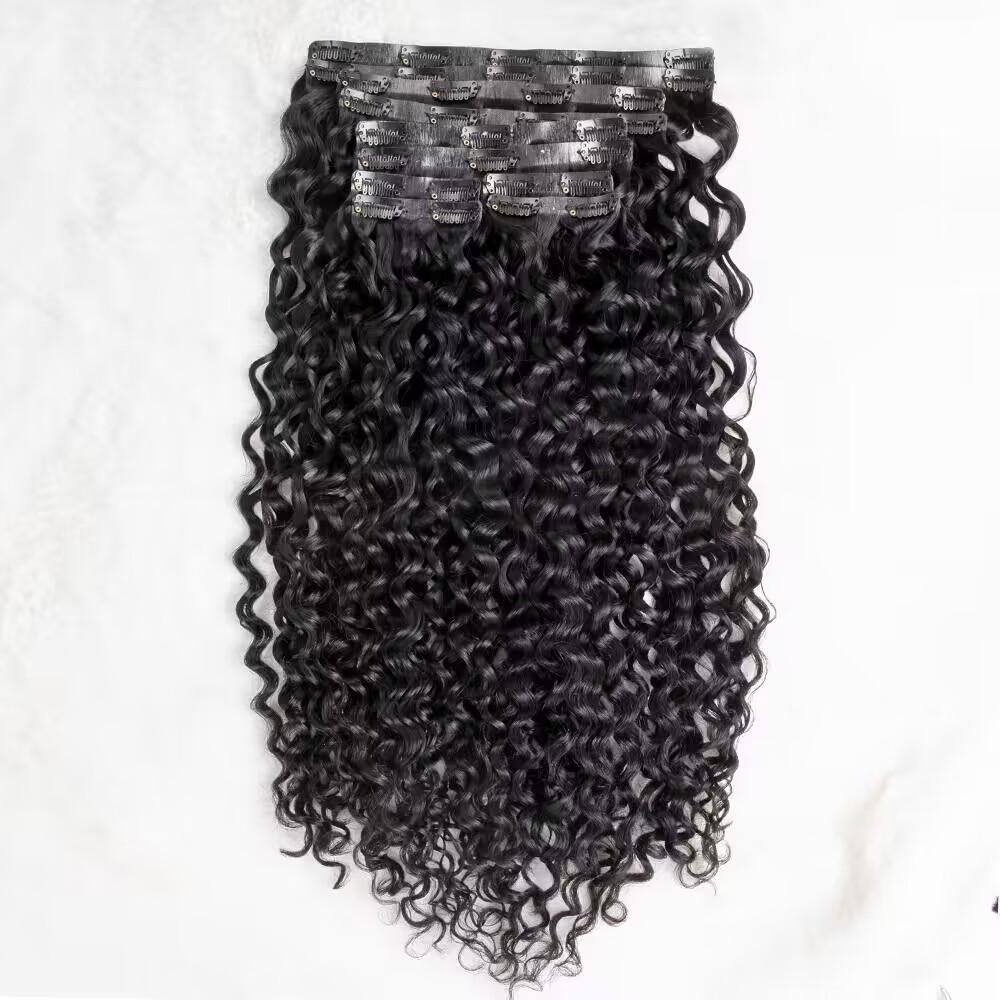 PU Seamless Clip In Kinky Curly Hair Extensions Premium